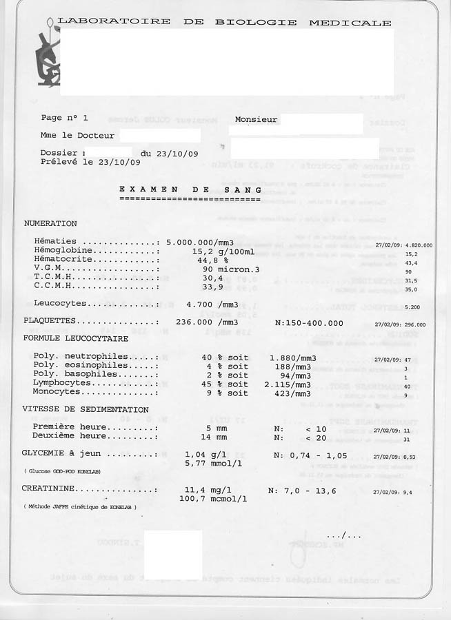 C H C M Analyse De Sang Veloptimal.com • Afficher le sujet - saturation et examen de sang